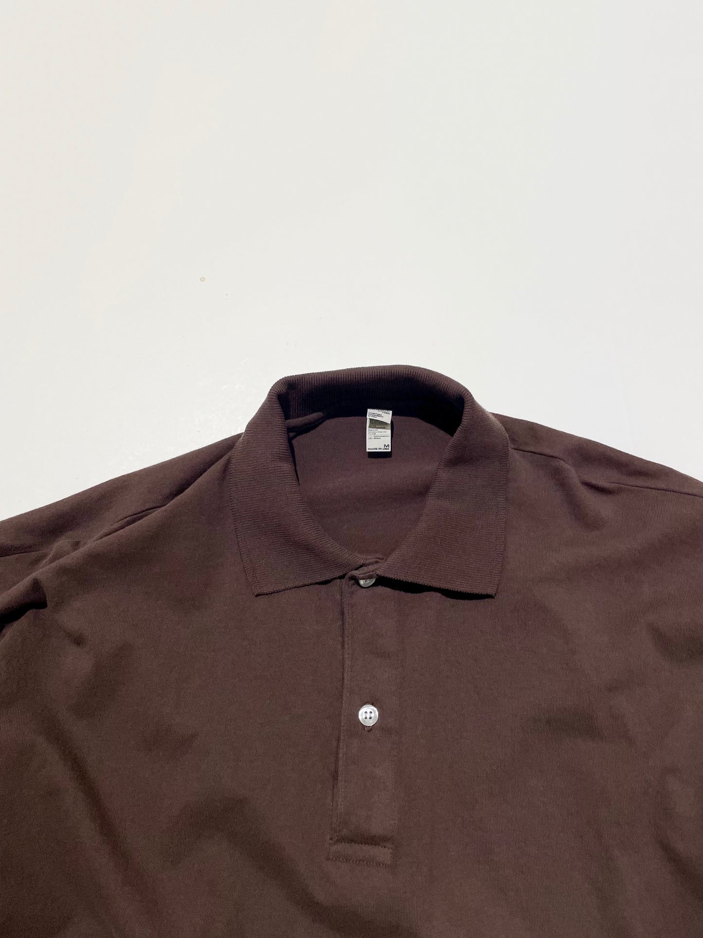 Los Angeles Apparel Garment Dye 6.5oz. L/S Polo T-Shirt - Chocolate
