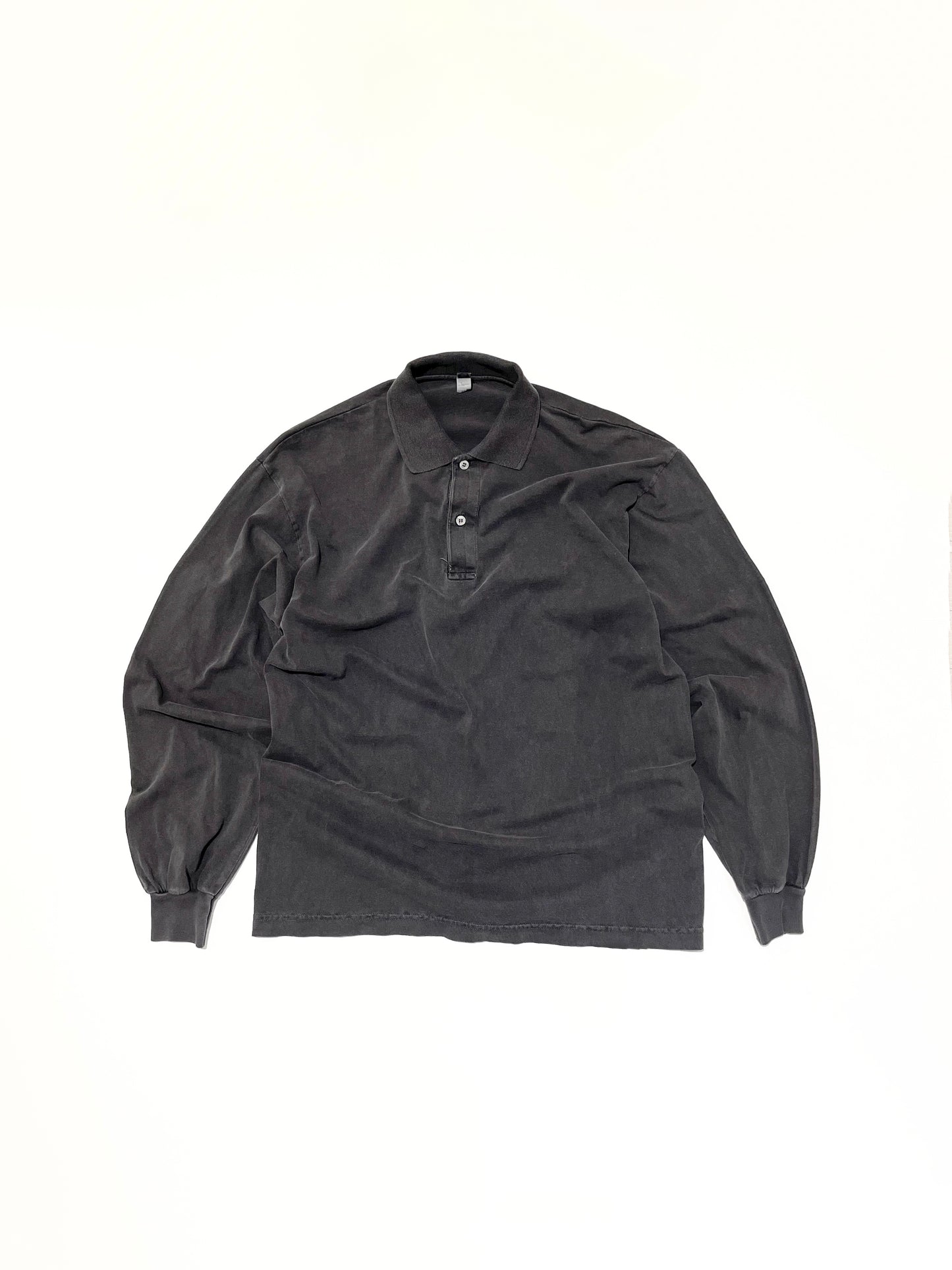 Los Angeles Apparel Garment Dye 6.5oz. L/S Polo T-Shirt - Vintage Black