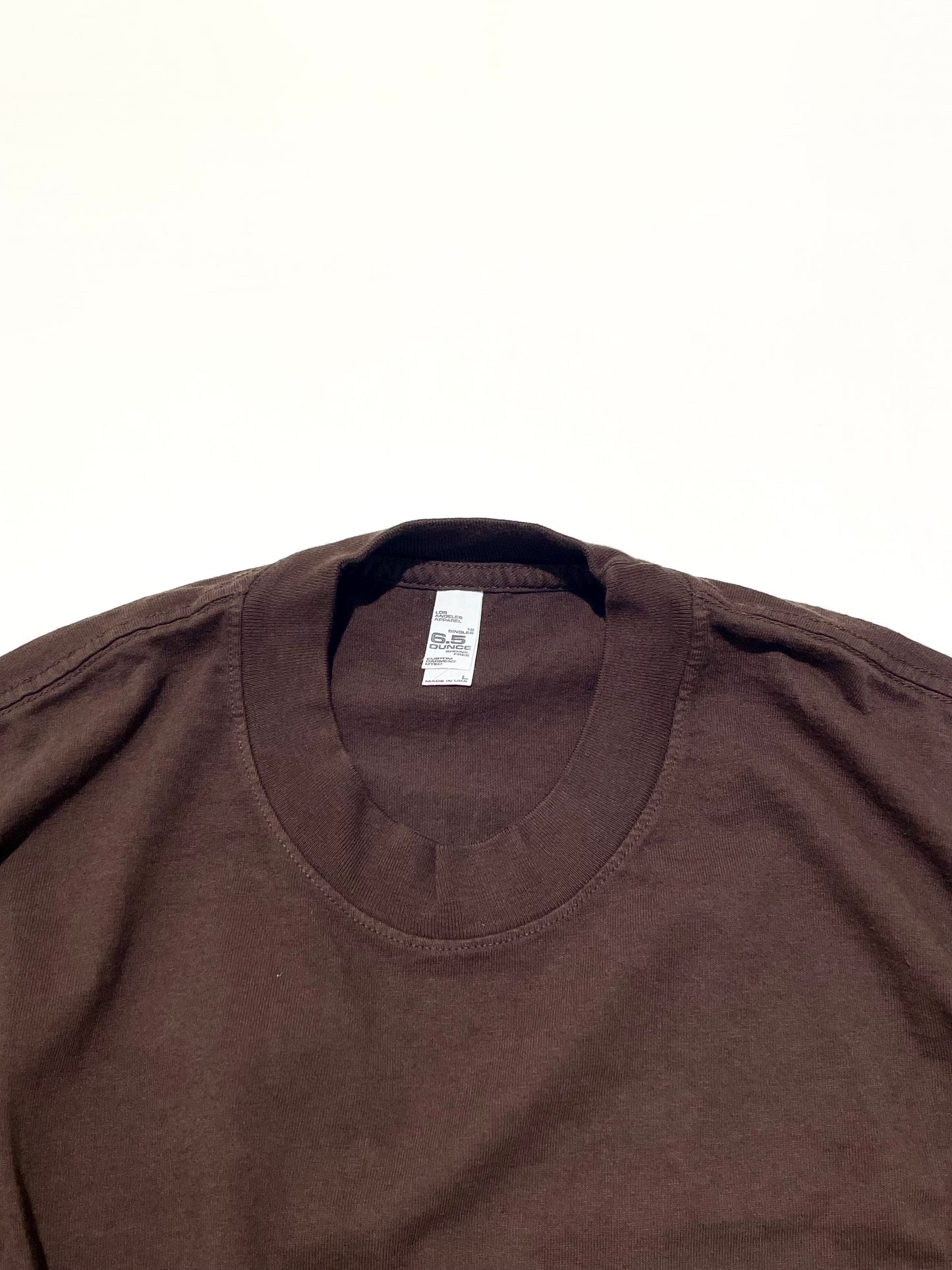 Los Angeles Apparel 6.5oz Garment Dye Crew Neck S/S T-Shirt - Chocolate