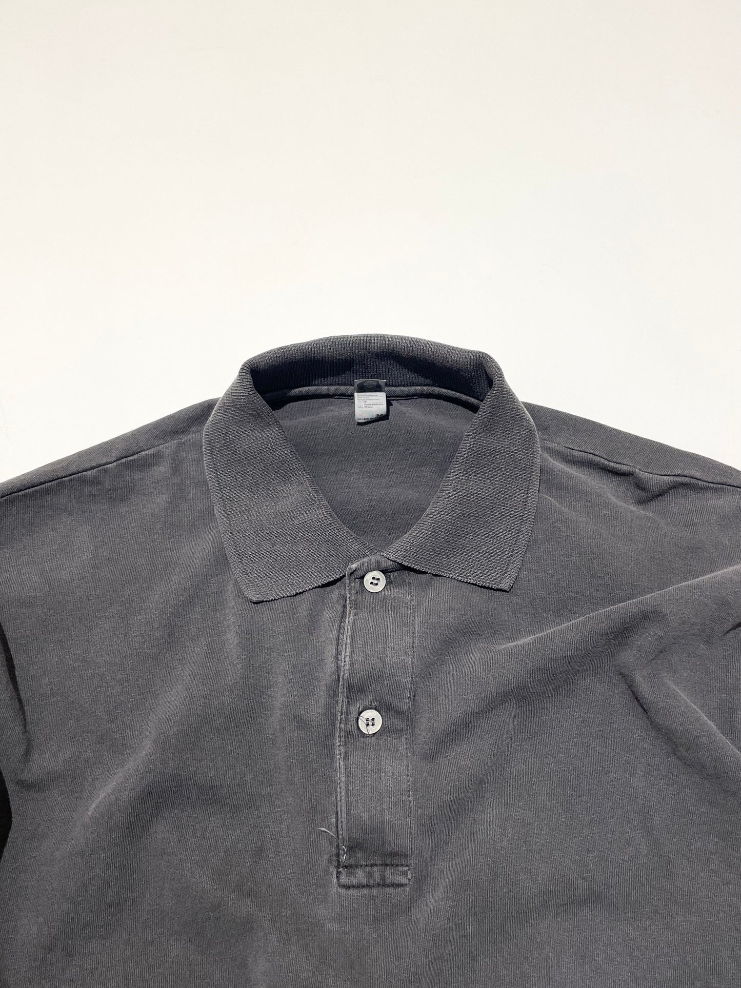 Los Angeles Apparel Garment Dye 6.5oz. L/S Polo T-Shirt - Vintage Black