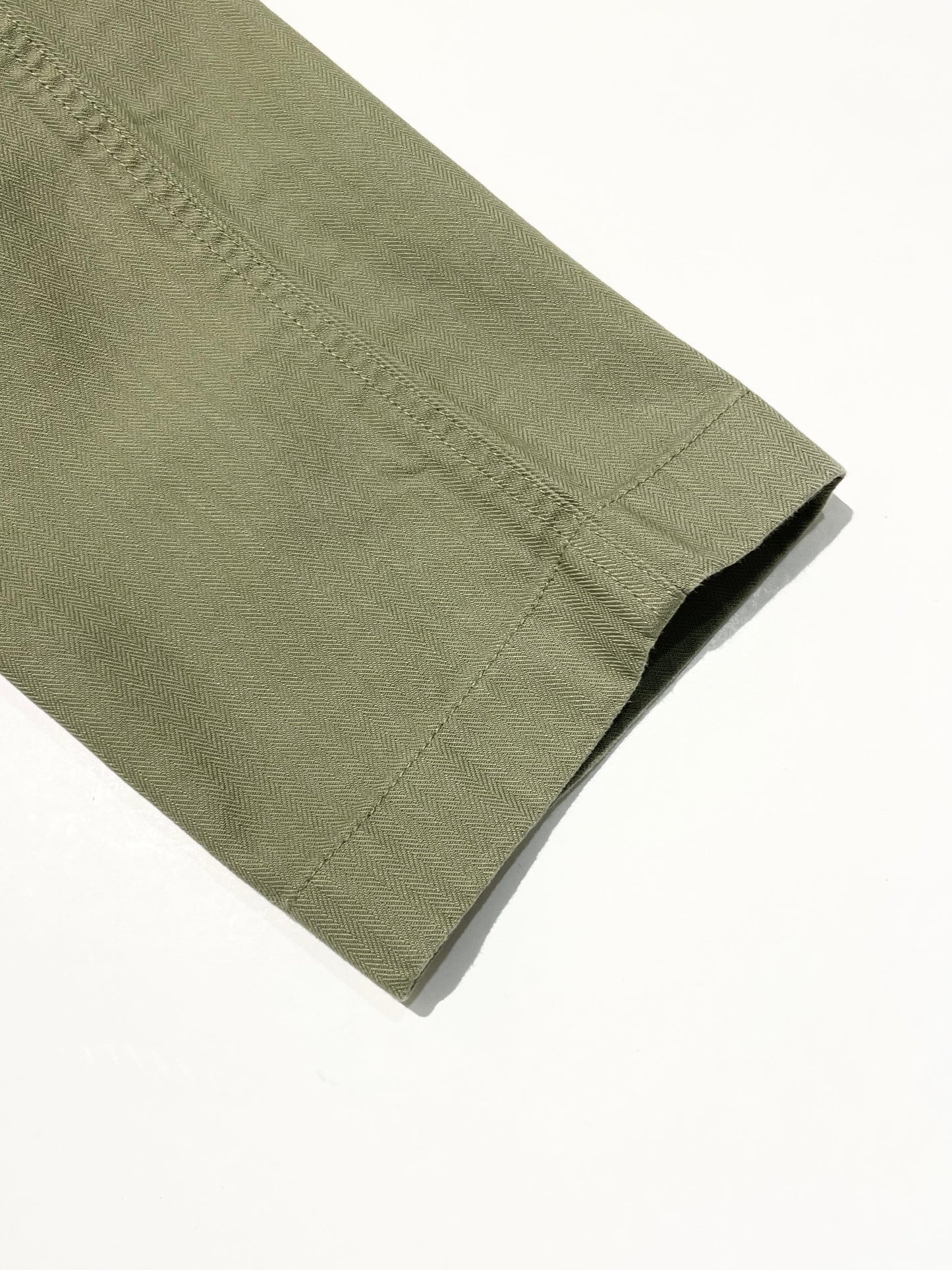 Nigel Cabourn Pleated Chino In US Green Cotton Herringbone Twill