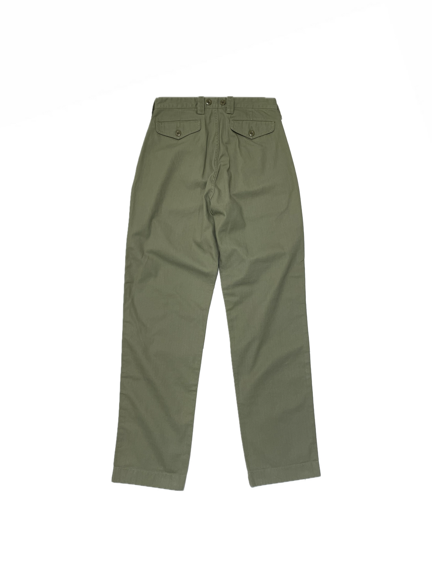 Nigel Cabourn Pleated Chino In US Green Cotton Herringbone Twill