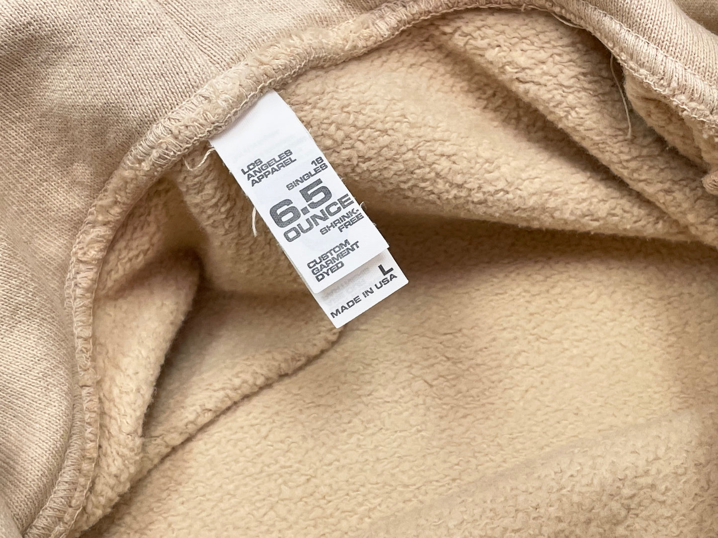Los Angeles Apparel Garment Dye 14oz. Heavy Fleece Hoodie - Beige