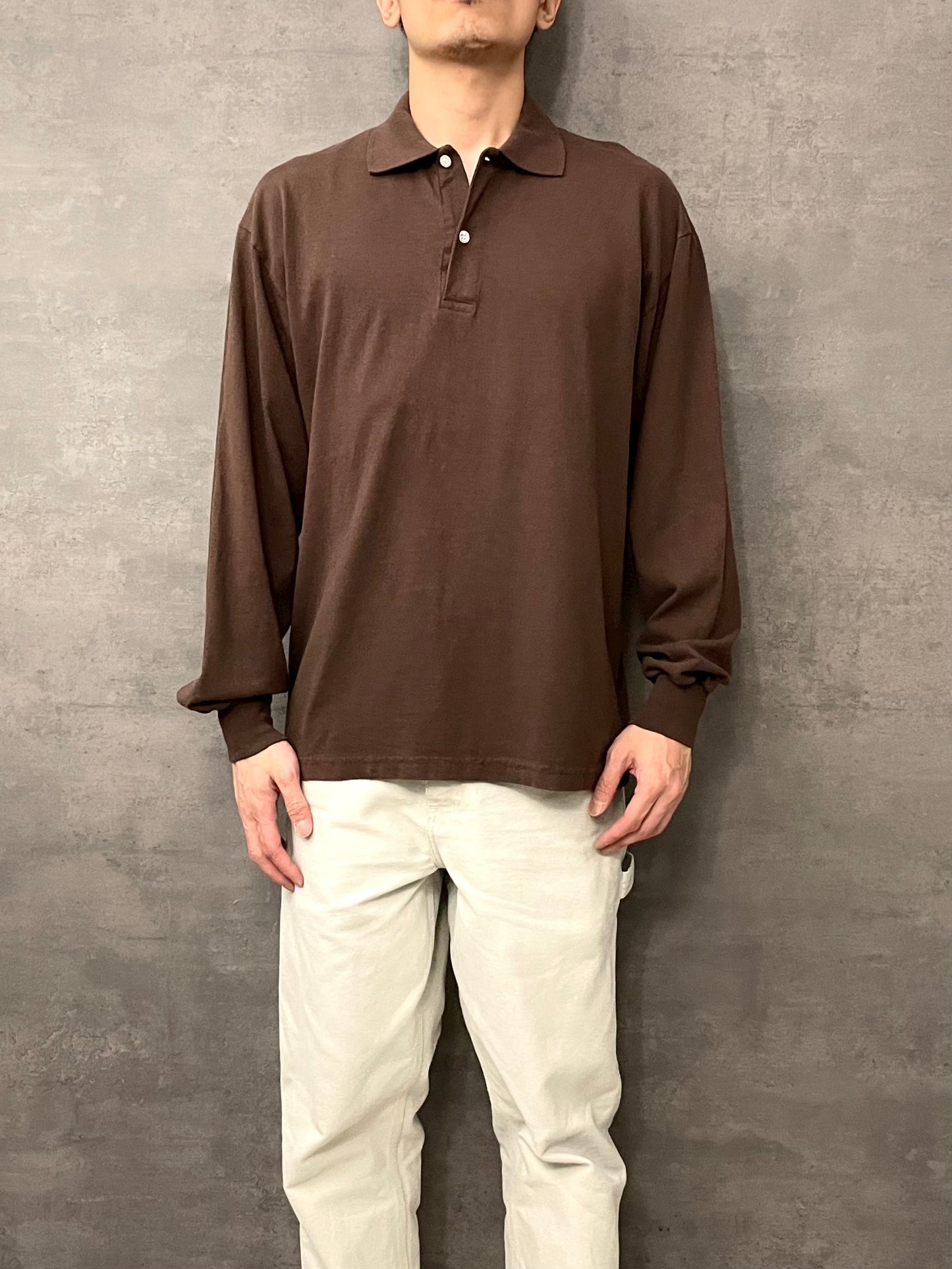 Los Angeles Apparel Garment Dye 6.5oz. L/S Polo T-Shirt - Chocolate